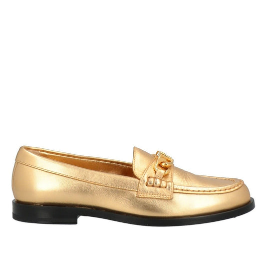 Valentino Garavani  Vlogo Chain Metallic Napa Leather Loafers Gold