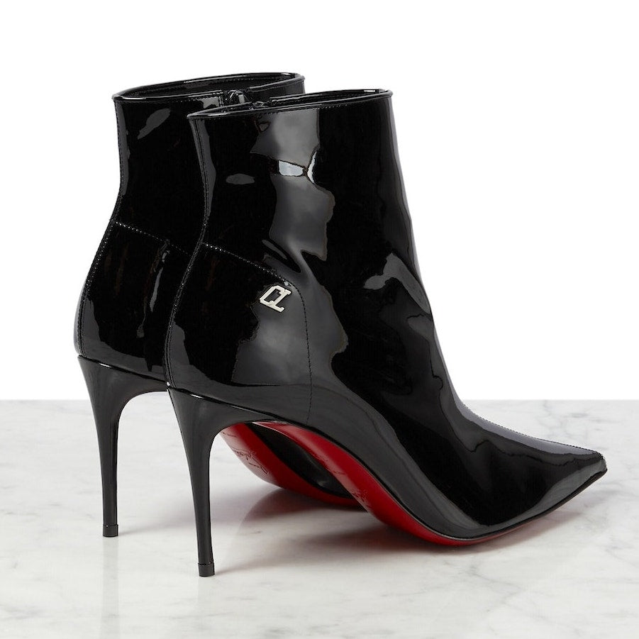 Christian Louboutin Sporty Kate Patent Leather Pointed Toe Boots Black
