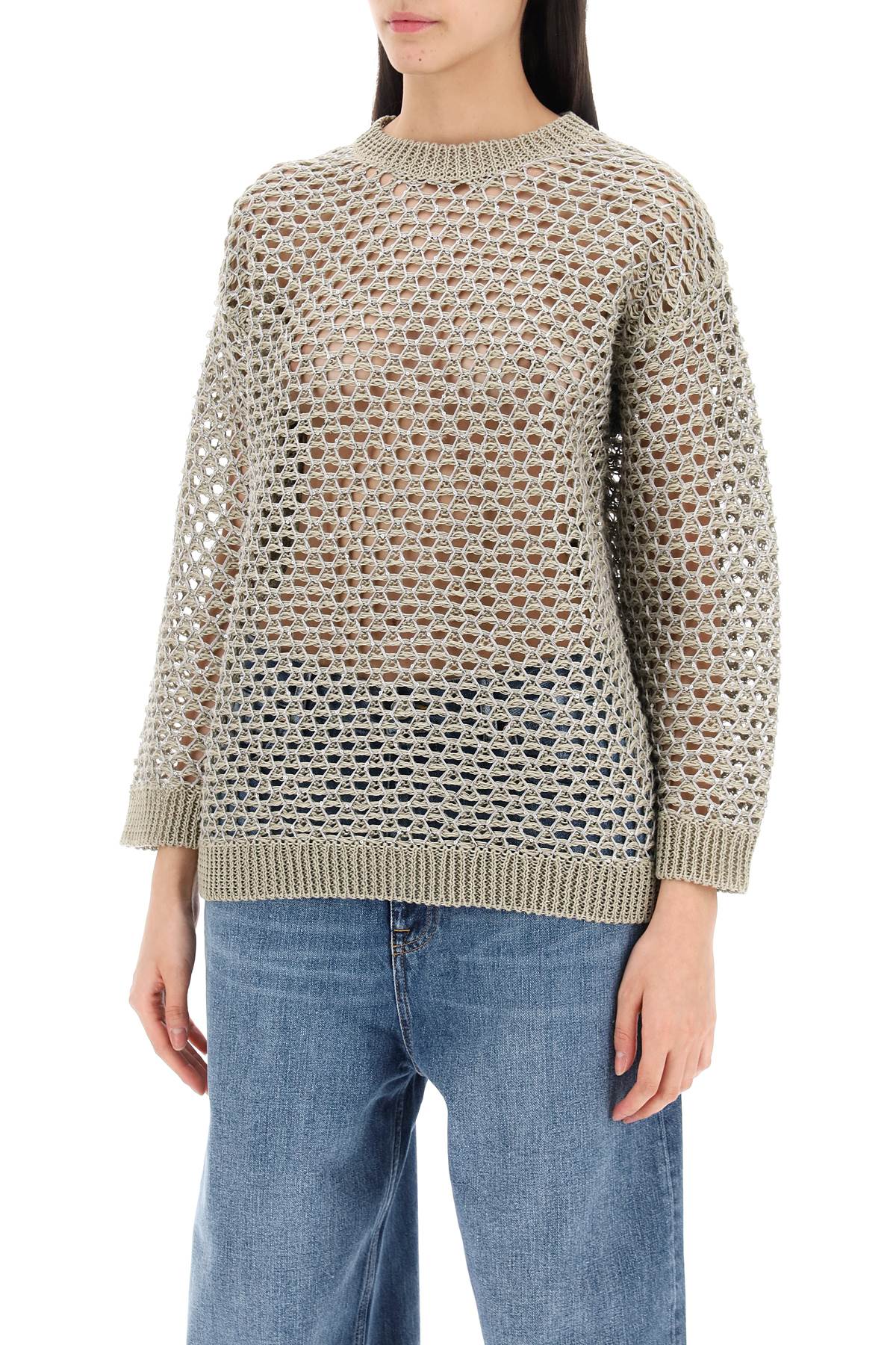 Valentino Garavani Mesh Knit Pullover With Sequins Embell