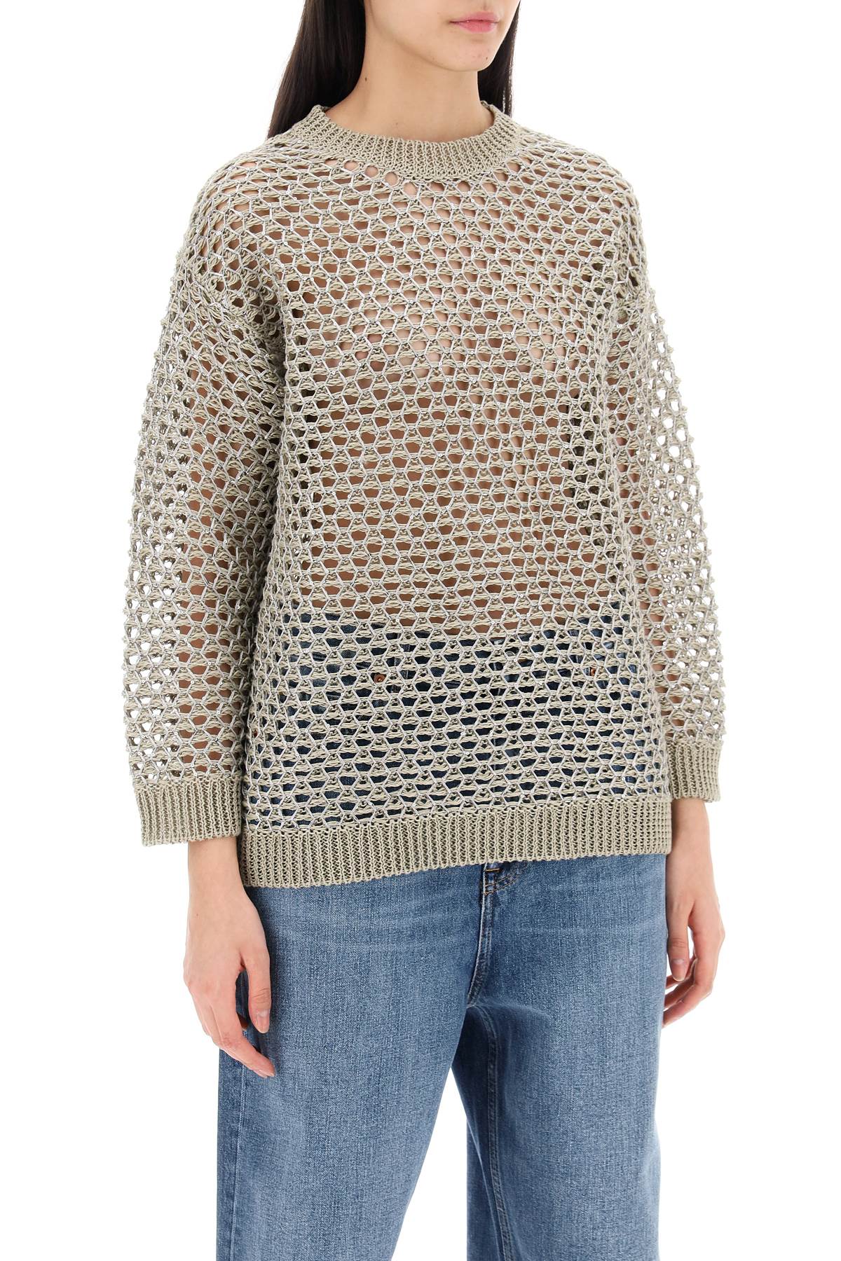 Valentino Garavani Mesh Knit Pullover With Sequins Embell