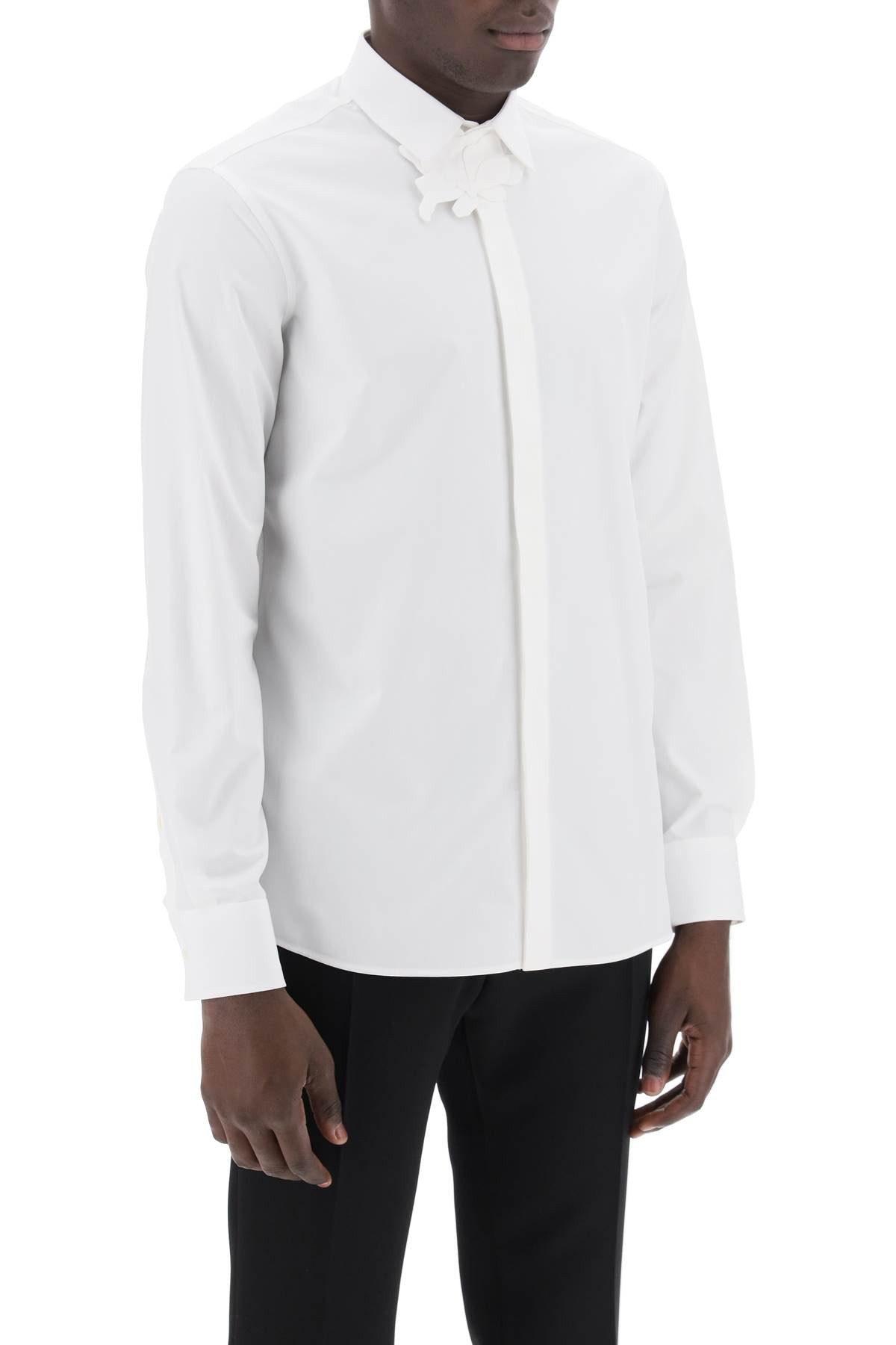 Valentino Garavani Poplin Shirt With Flower Patch Detail