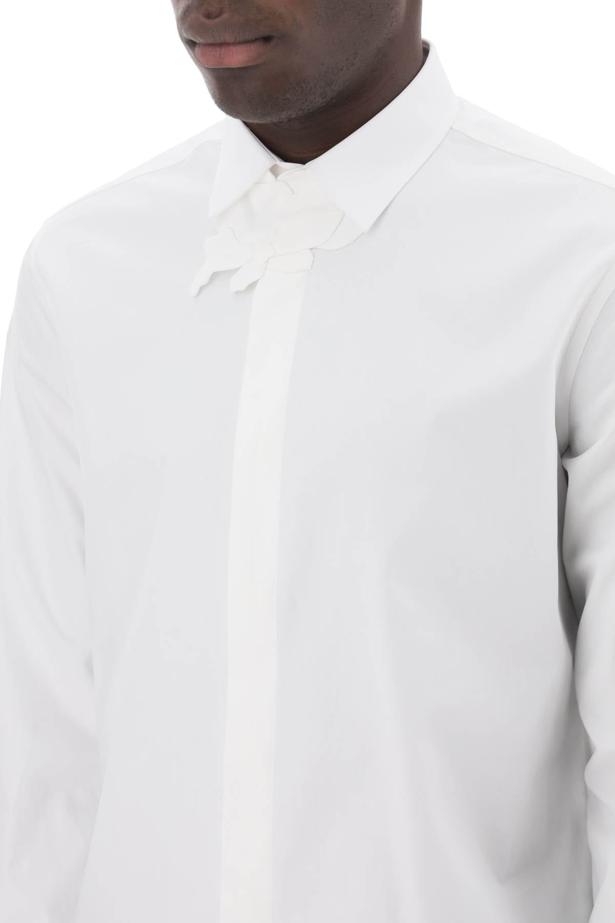 Valentino Garavani Poplin Shirt With Flower Patch Detail