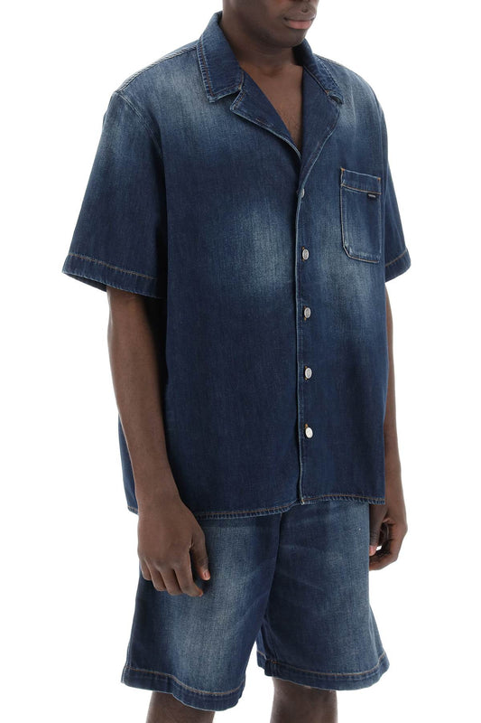 Valentino Garavani Denim Chambray Bowling Shirt