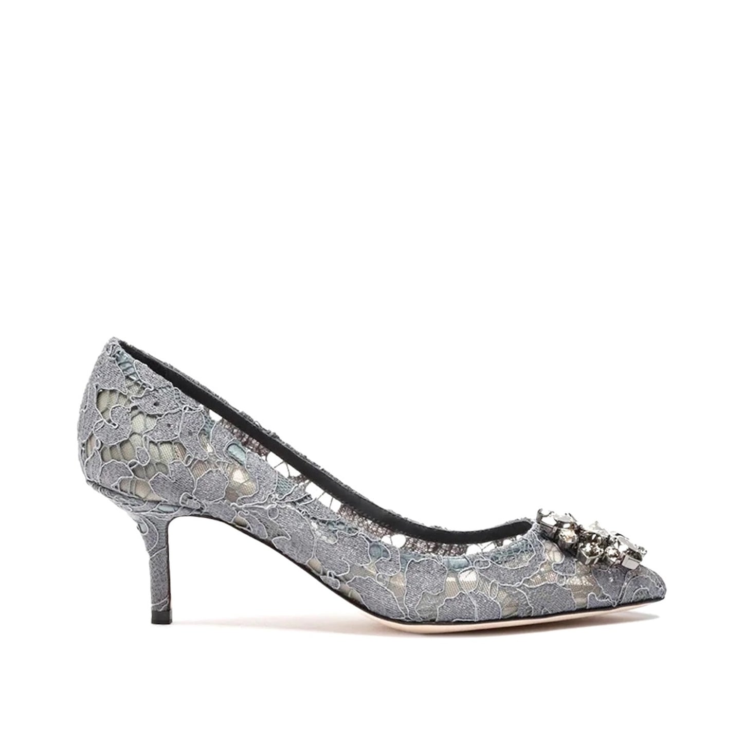 Dolce & Gabbana Bellucci 60 Pumps in Taormina Lace Crystals Grey