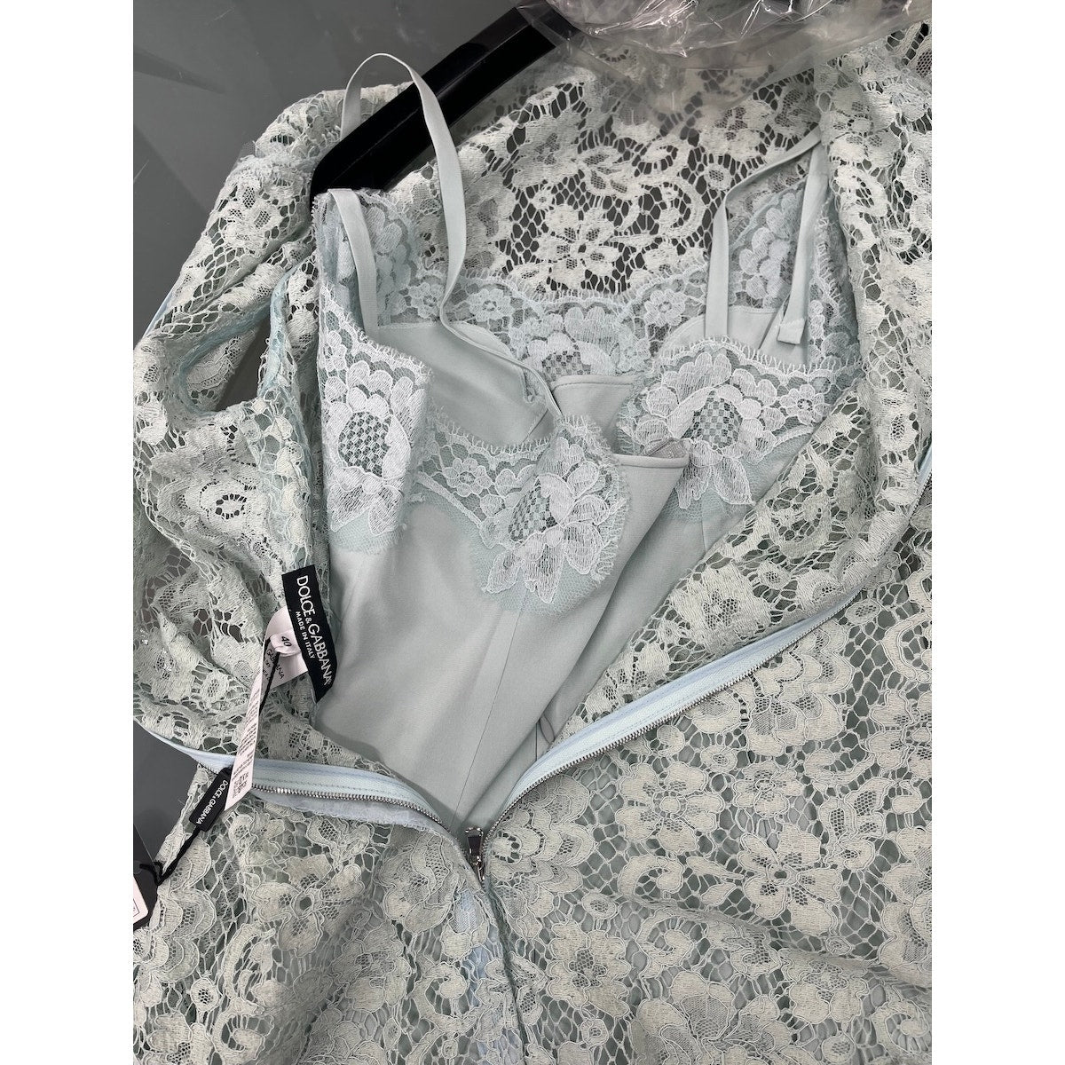 NWT DOLCE & GABBANA Mint Corded Lace Sleeveless Mini Dress 40 S