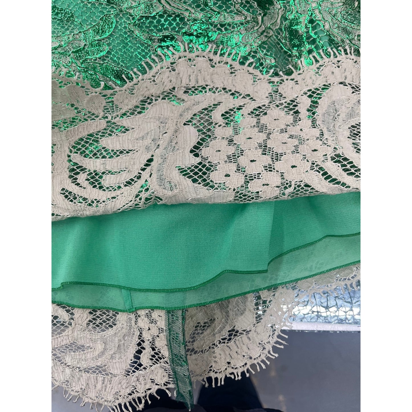 Dolce & Gabbana Semi Sheer Metallic Coated Corded lace Sleeveless Midi Dress 40 S