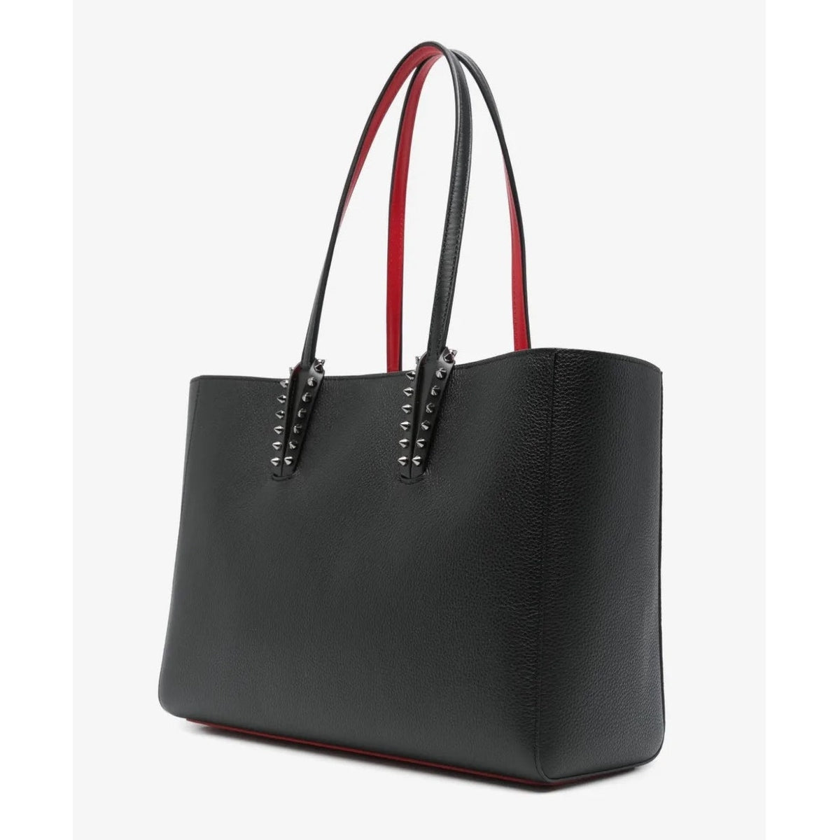 Christian Louboutin Cabata Small Calf leather spikes Tote Bag Black Red