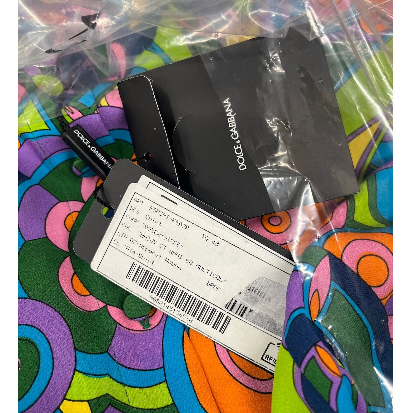 NWT Dolce & Gabbana Silk abstract Print Blouse Shirt Multicolor  IT 40 US S