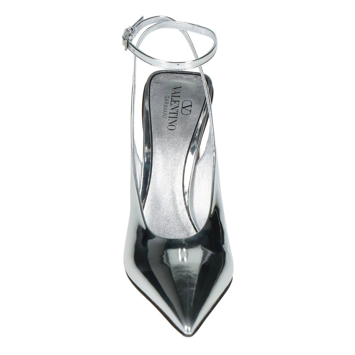 NIB Valentino Garavani Silver One Stud Hyper Heel Pumps Mirror effect 35.5