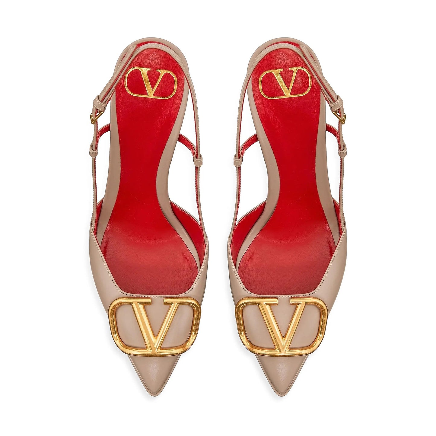 Valentino Garavani Beige 120 mm VLogo Slingback Platform Pumps