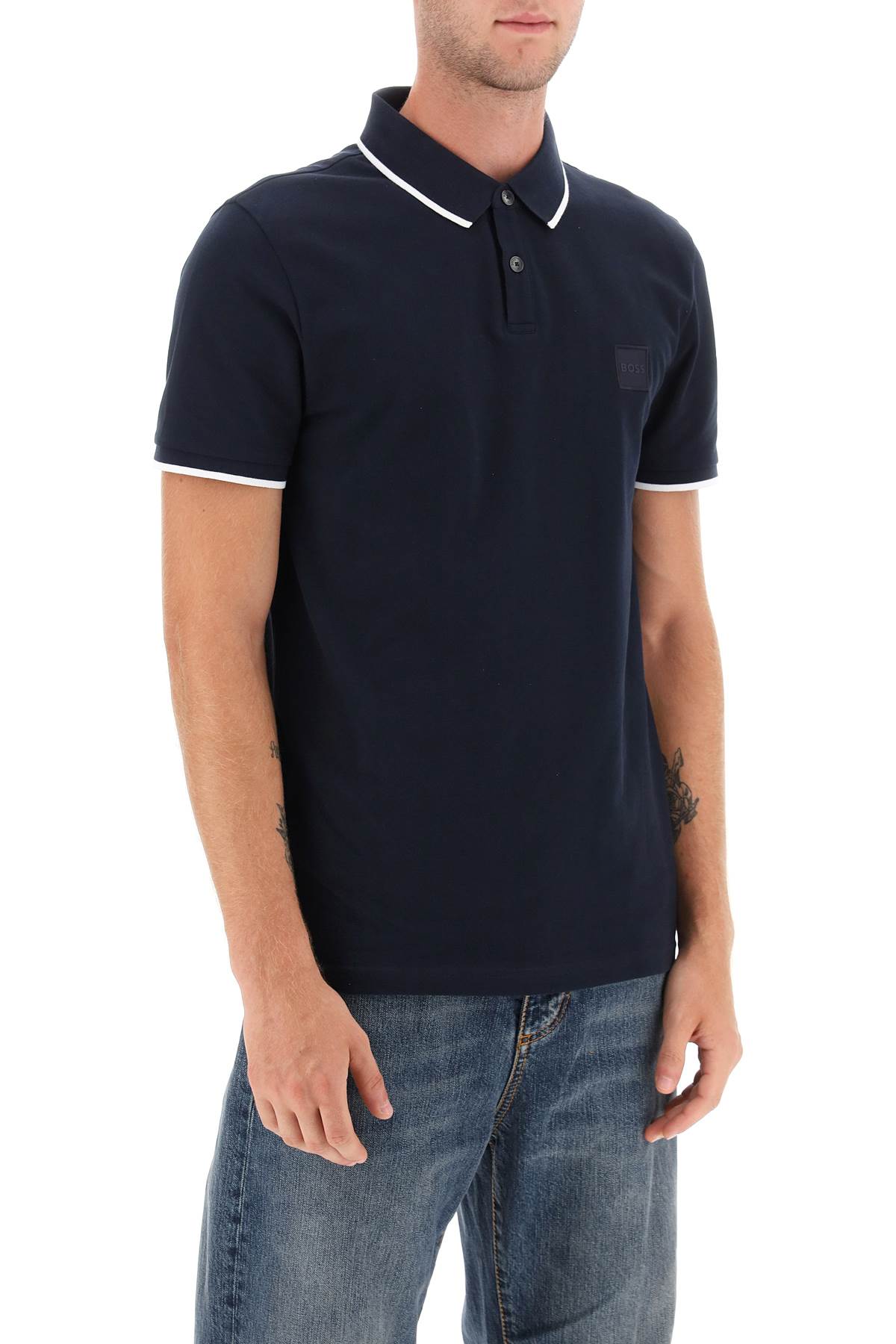 Boss Slim Fit Piqu Polo Shirt With Tipped