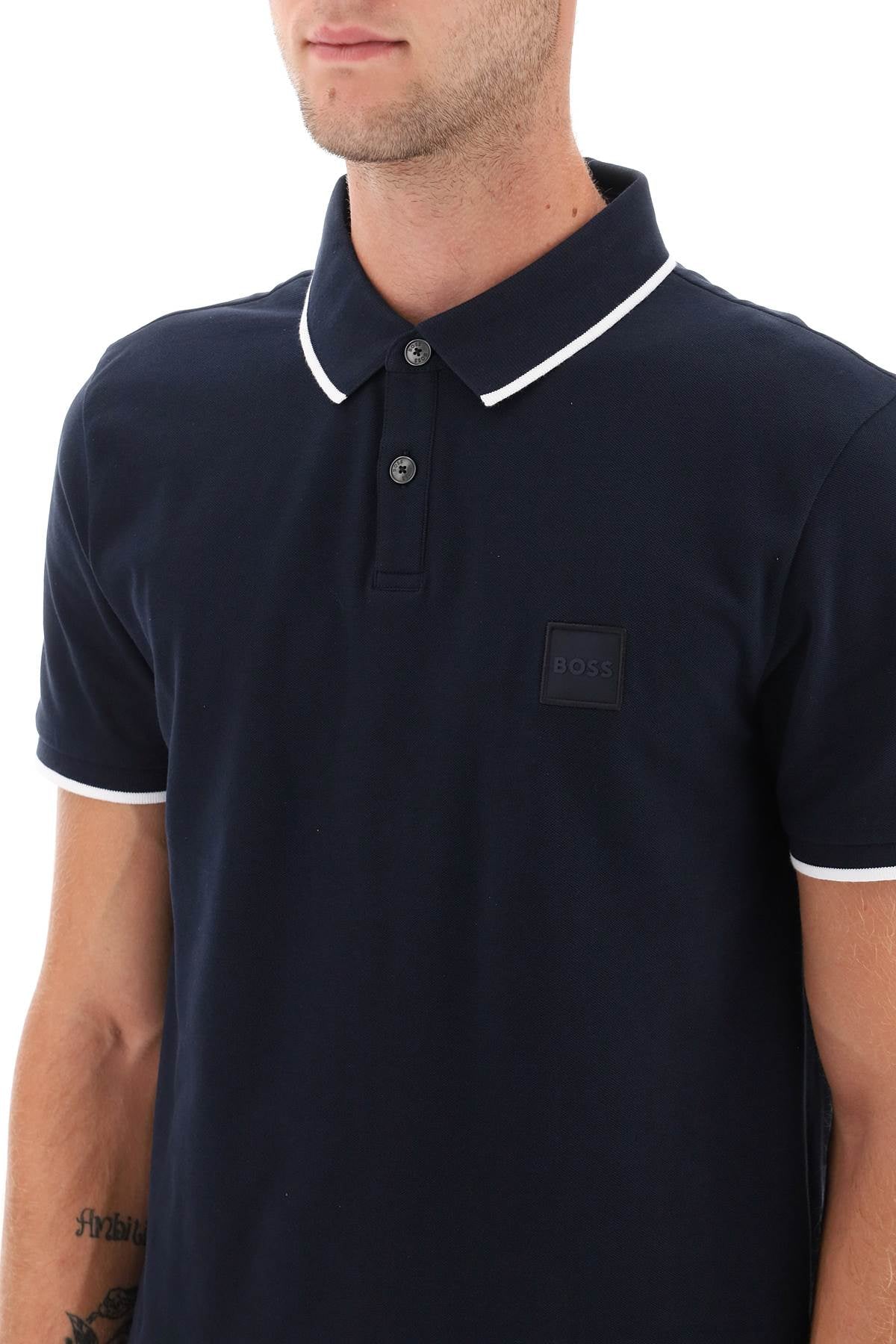 Boss Slim Fit Piqu Polo Shirt With Tipped