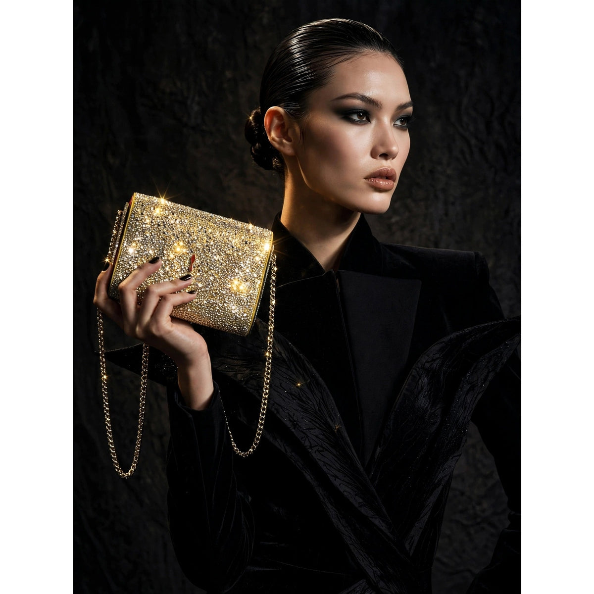 NWT Christian Louboutin Betina Strass Clutch Gold Crystal