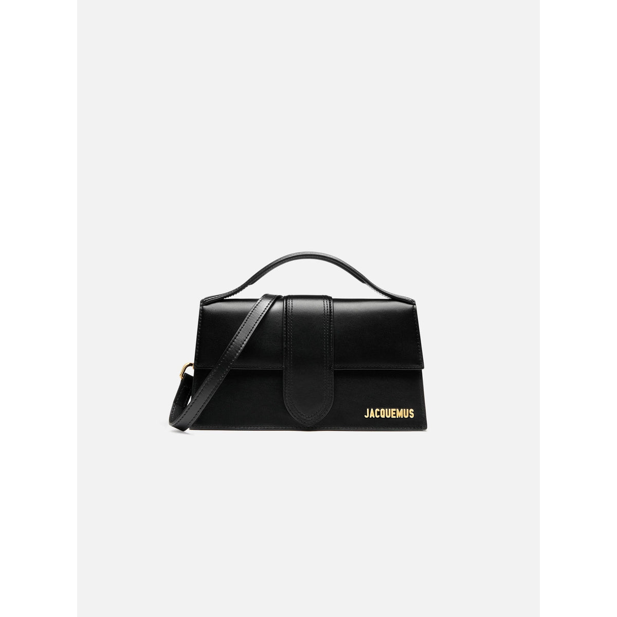 NWT Jacquemus Black Le Grand Bambino Leather Crossbody Bag Gold Logo