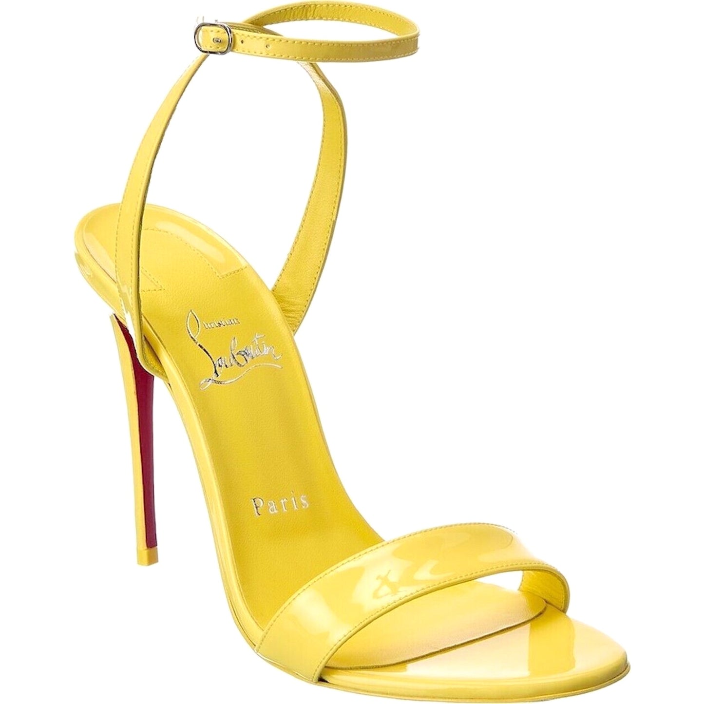 CHRISTIAN LOUBOUTIN Loubigirl 100 Leather Heel Sandals Yellow