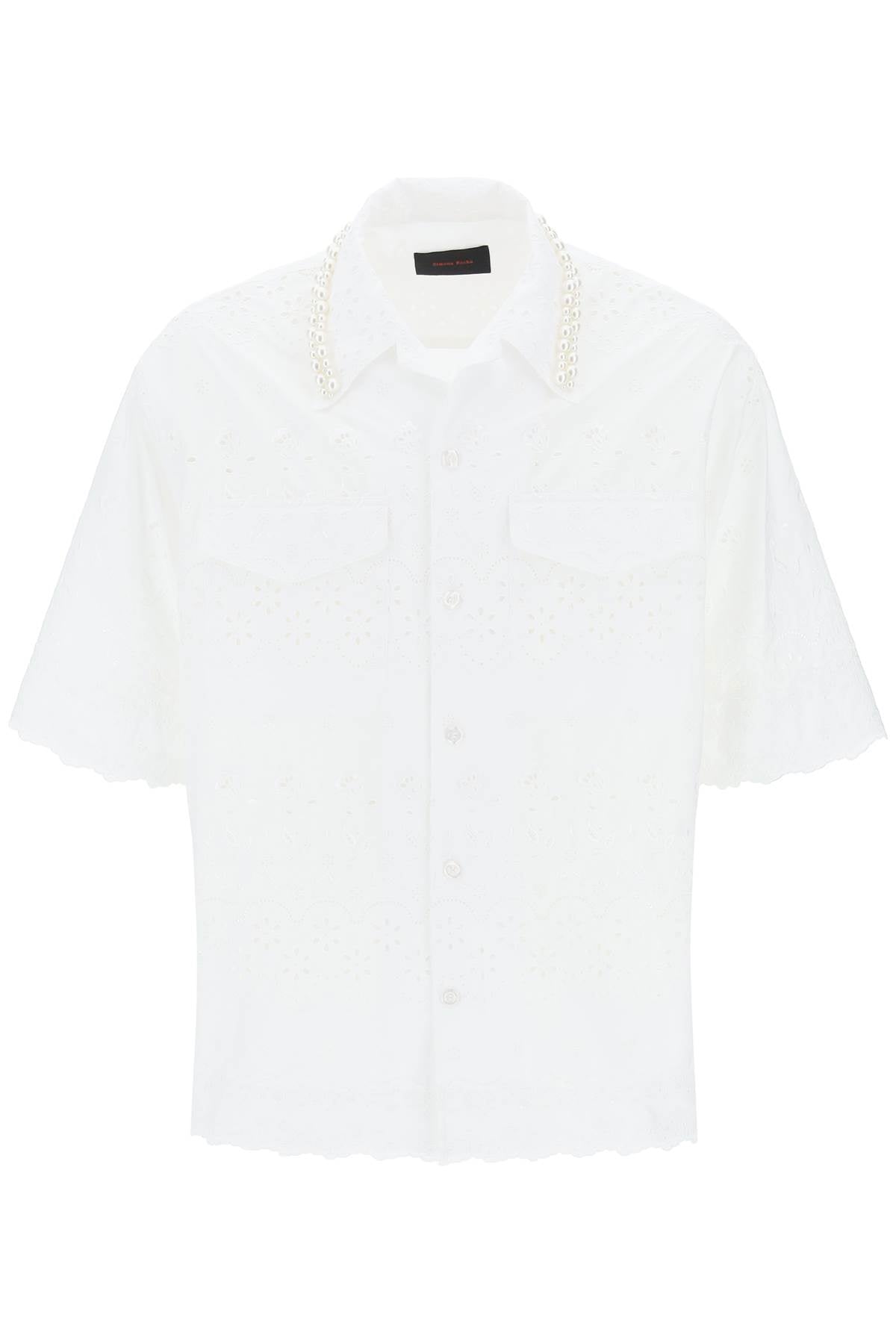 Simone Rocha Scalloped Lace Shirt With Pearl