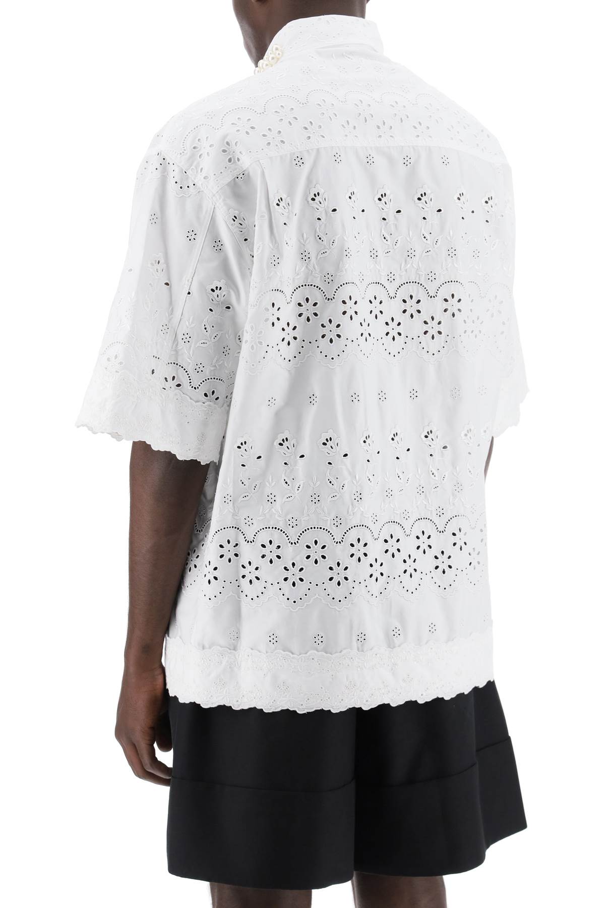 Simone Rocha Scalloped Lace Shirt With Pearl