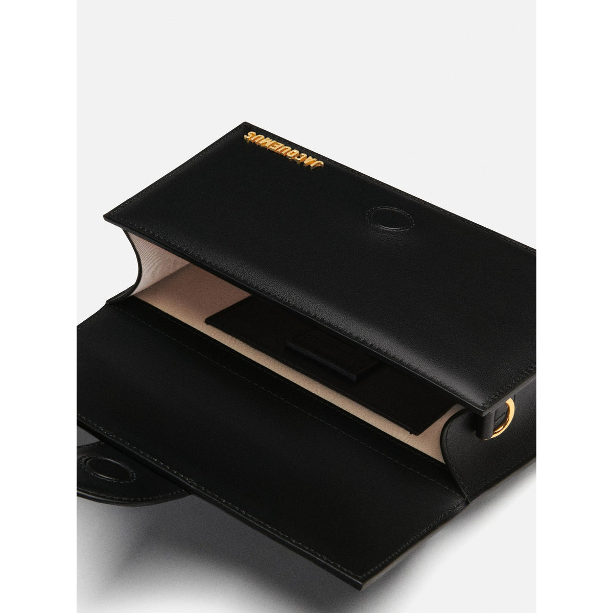 NWT Jacquemus Black Le Grand Bambino Leather Crossbody Bag Gold Logo