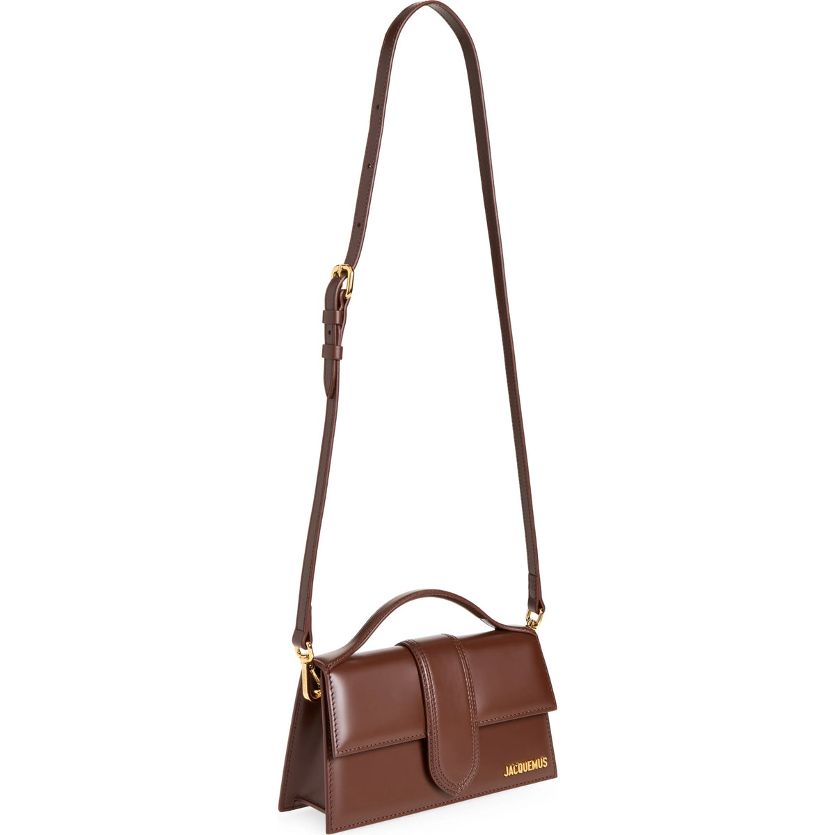 NWT Jacquemus Le Grand Bambino Leather Crossbody Bag Brown Gold Logo