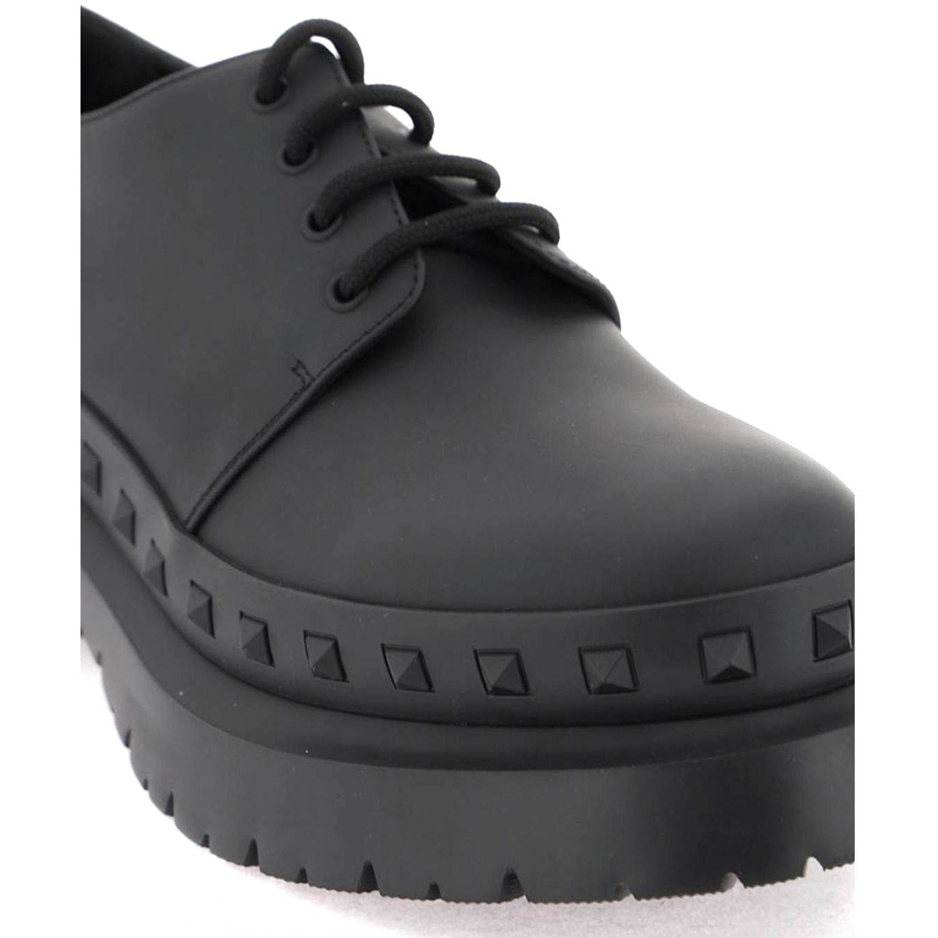 Valentino Garavani Black M-Way Rockstud leather Derby shoes