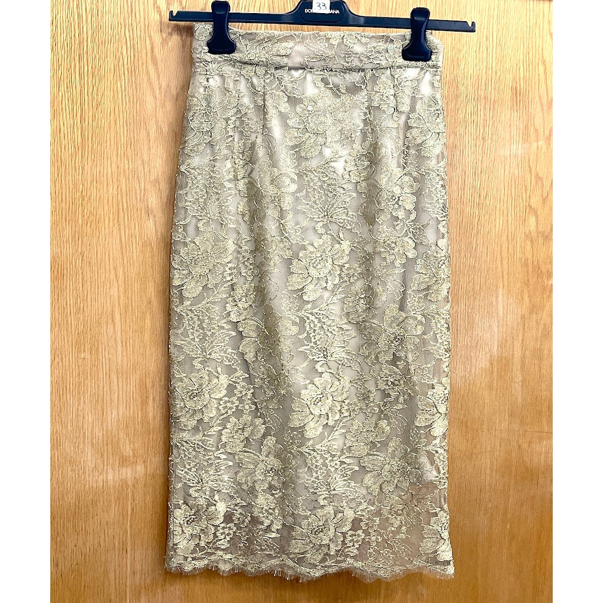 NWT Dolce & Gabbana Metallic Gold Lace Brocade Midi Skirt IT 38 US XS