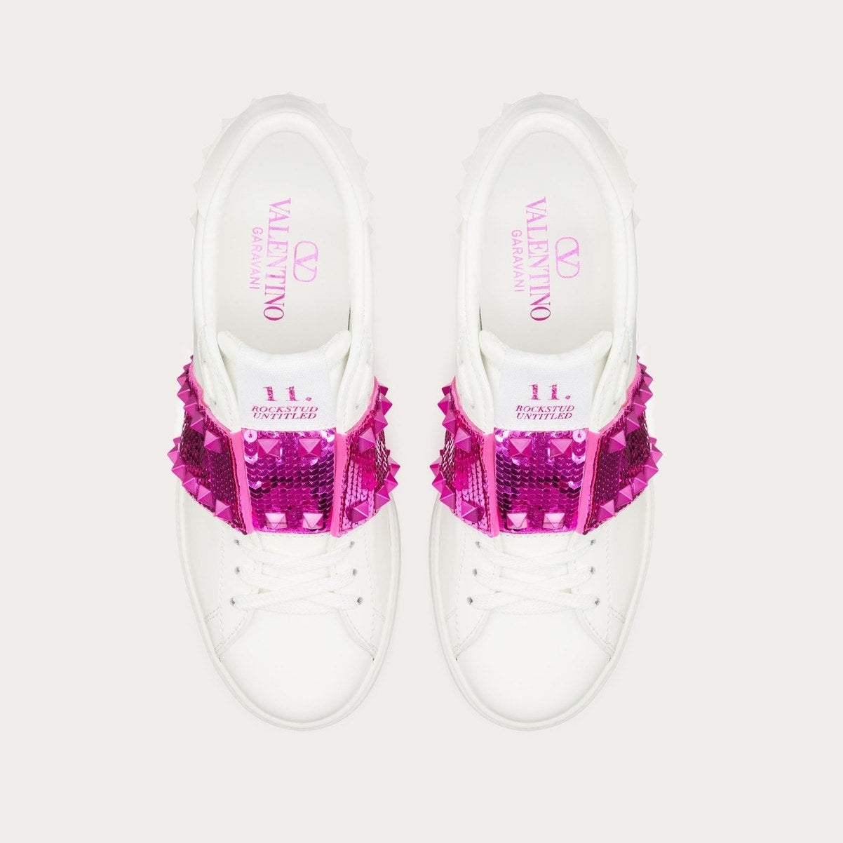 Valentino Garavani White Open Disco Platform Wedge Sequin Sneaker
