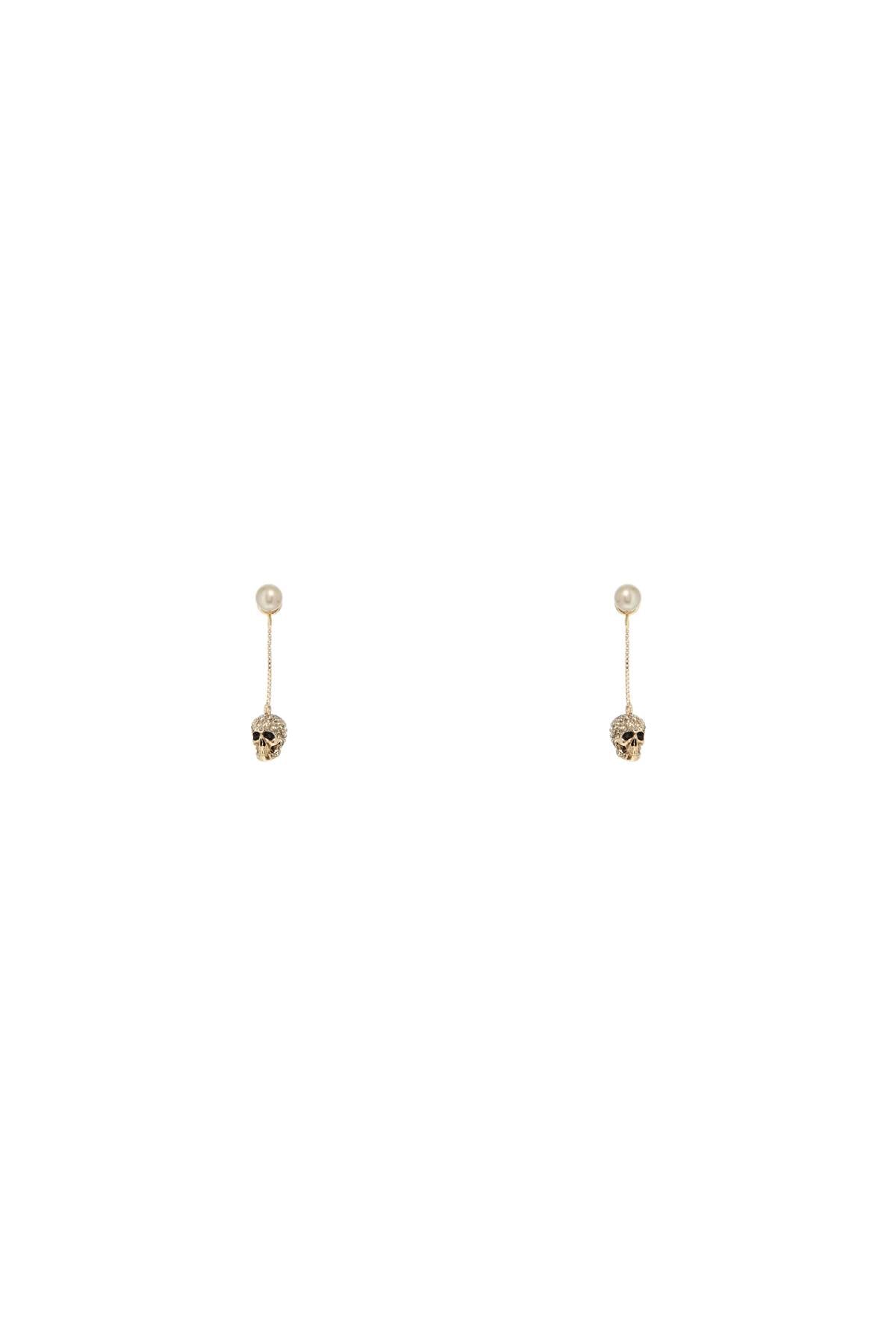 Alexander Mcqueen Skull Earrings With Pav And Chain