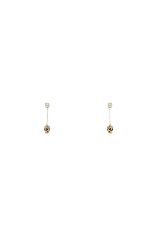 Alexander Mcqueen Skull Earrings With Pav And Chain