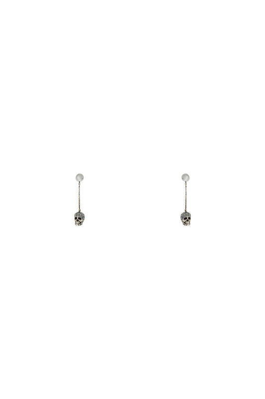 Alexander Mcqueen Skull Earrings With PavÃ© And Chain