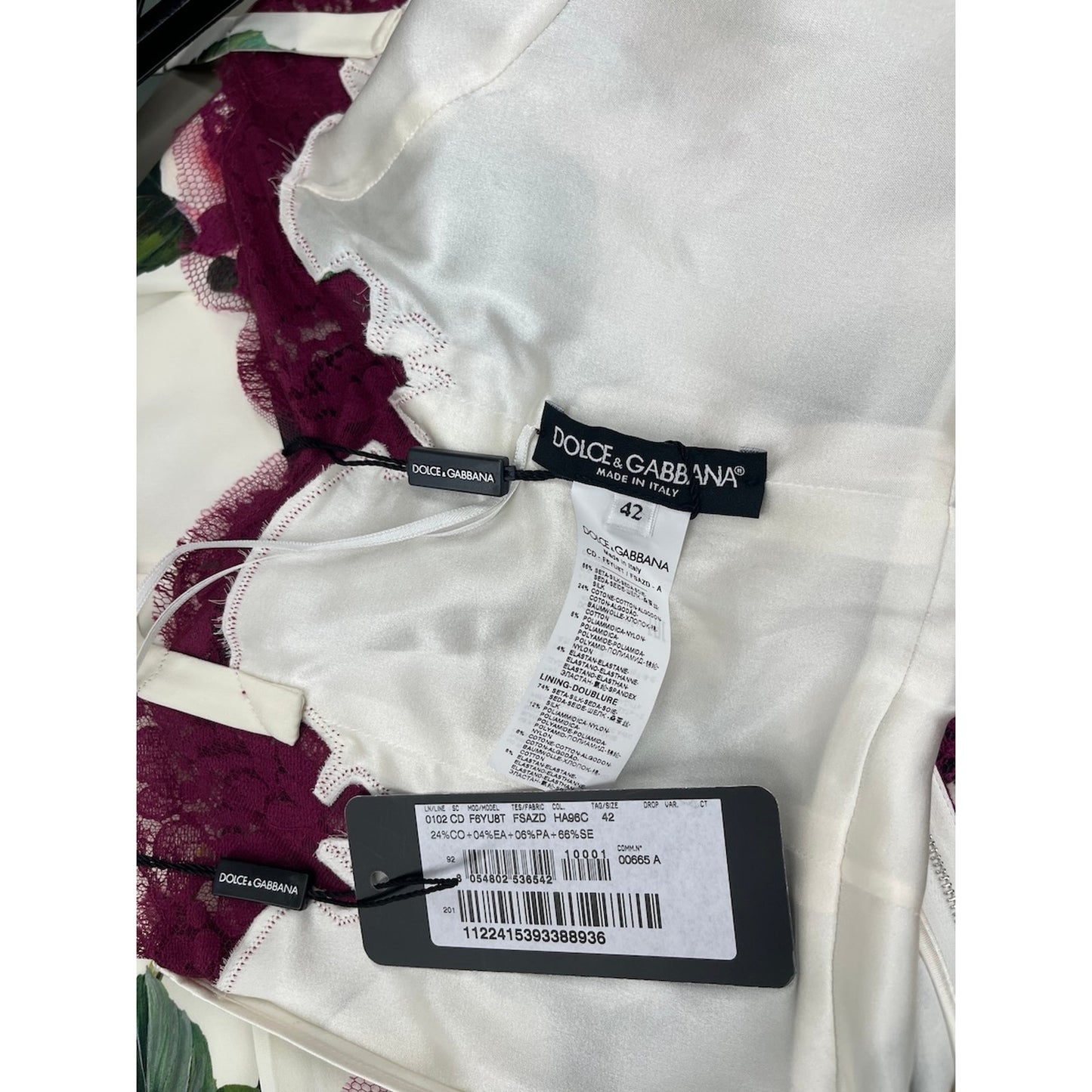 NWT DOLCE & GABBANA Floral Lace Midi White pink dress 42 M