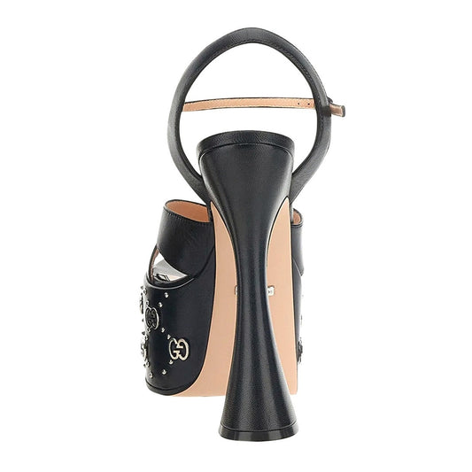 Gucci GG Embellished Pink Platform sandal Silver Interlocking G Studs 41