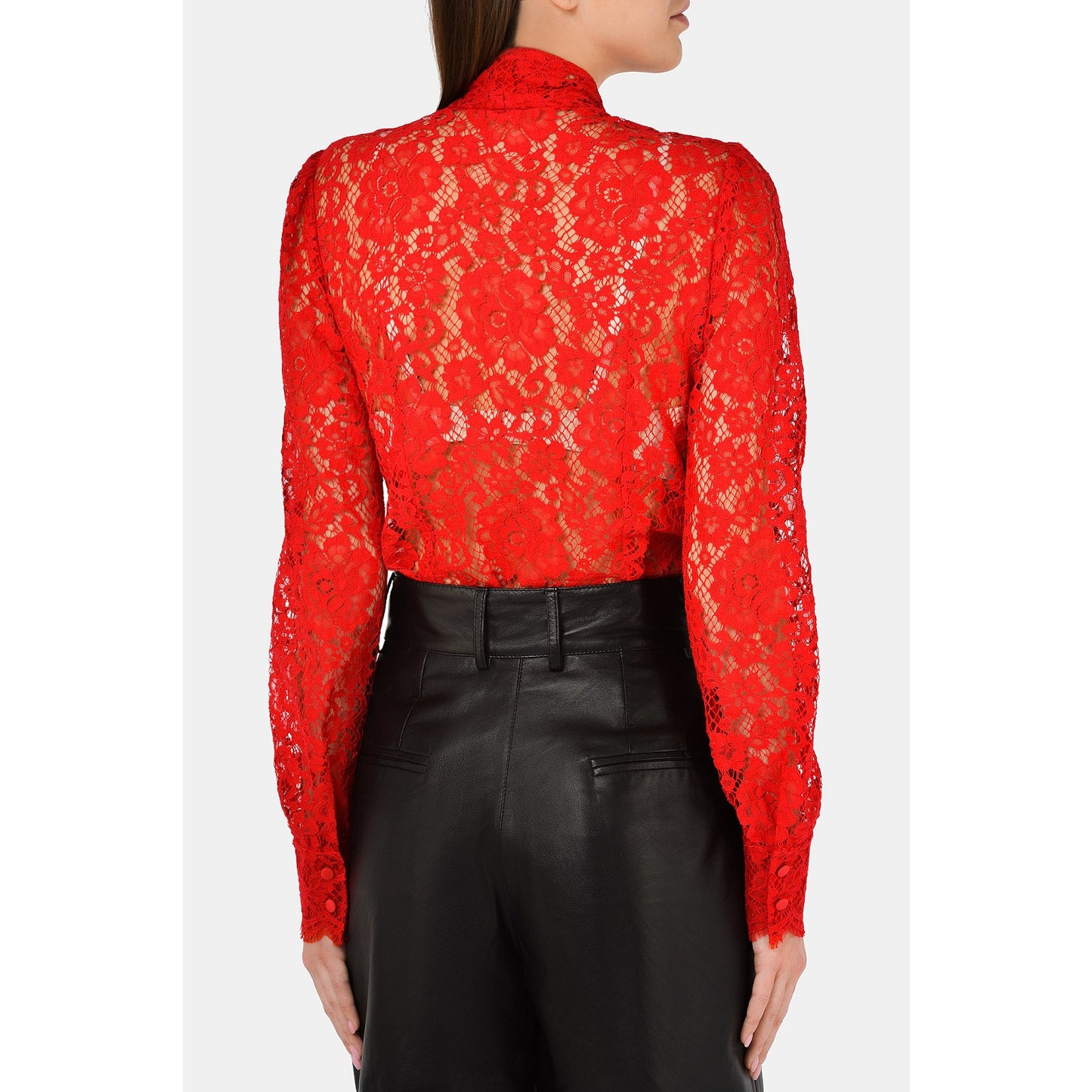 NWT Dolce & Gabbana Cordonetto Lace Blouse Shirt Red