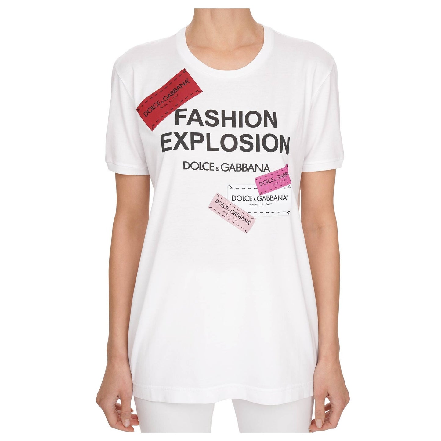 NWT Dolce & Gabbana White Fashion Explosion T-shirt  IT 36