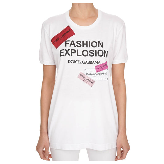 NWT Dolce & Gabbana White Fashion Explosion T-shirt  IT 36