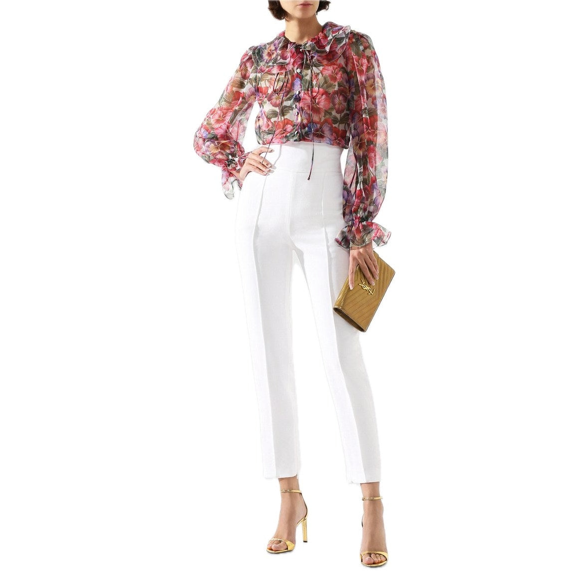 NWT  Dolce & Gabbana Floral Print Blouse Silk Shirt Multicolor IT 36 XXS