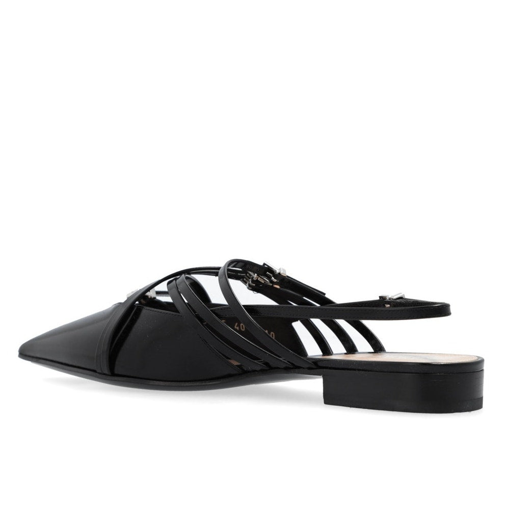 Gucci Seraphine Black Strappy Pointed toe  slingback Ballet Flats buckles