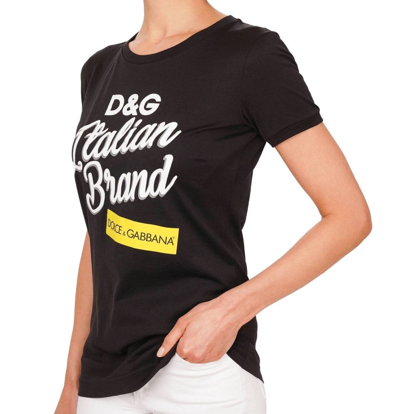 NWT Dolce & Gabbana Black Italian Brand Cotton T-shirt In IT 36 XXS