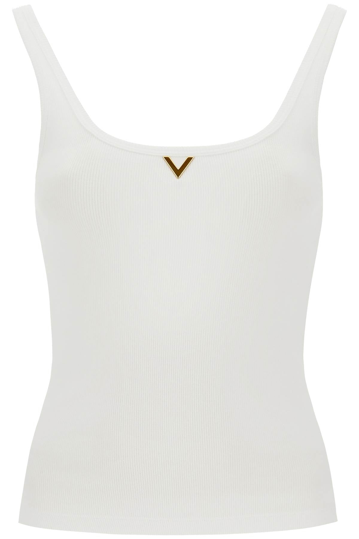 Valentino Garavani Ribbed Tank Top With V Neckline