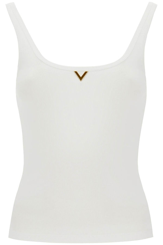 Valentino Garavani Ribbed Tank Top With V Neckline