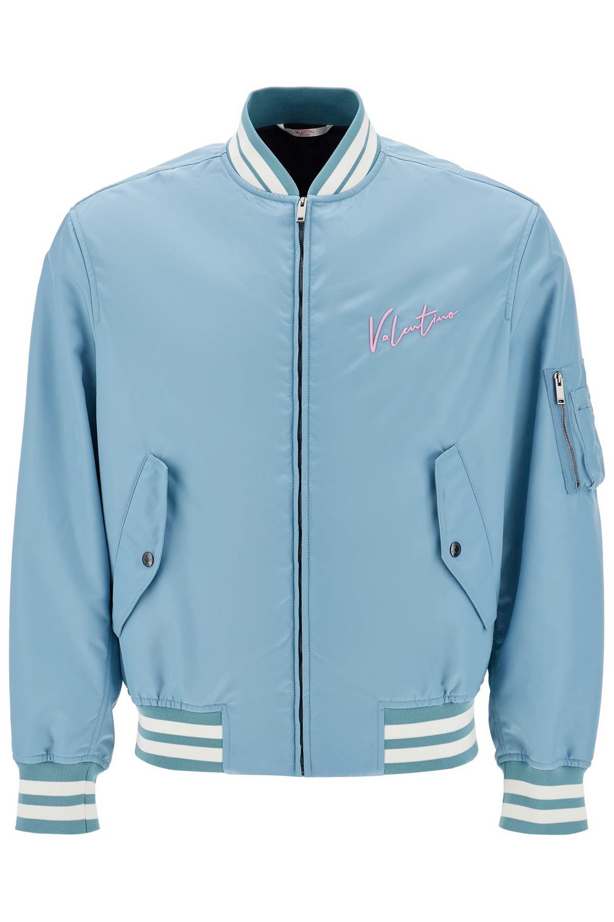 Valentino Garavani Nylon Bomber Jacket With Embroidery And Print.