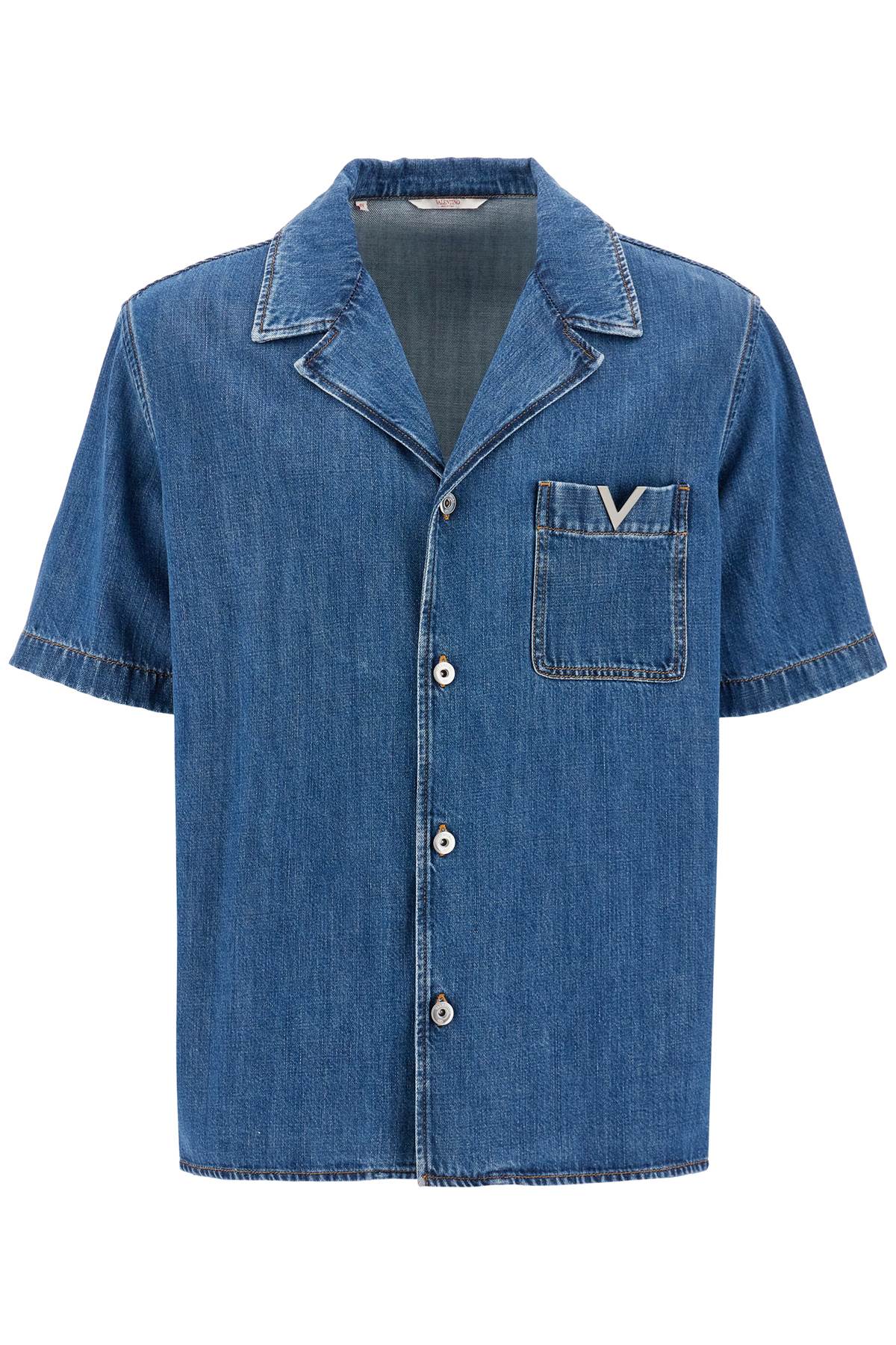 Valentino Garavani Denim Bowling Shirt For Men