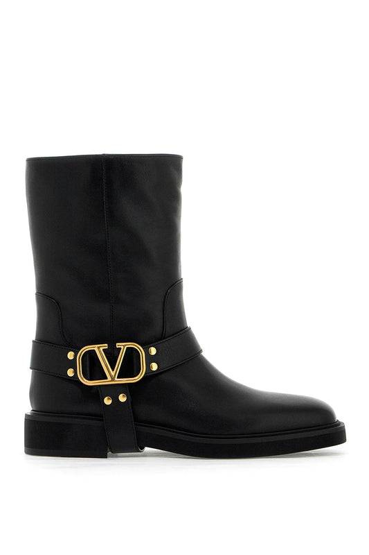 Valentino Garavani Vlogo Signature Leather Biker Boots