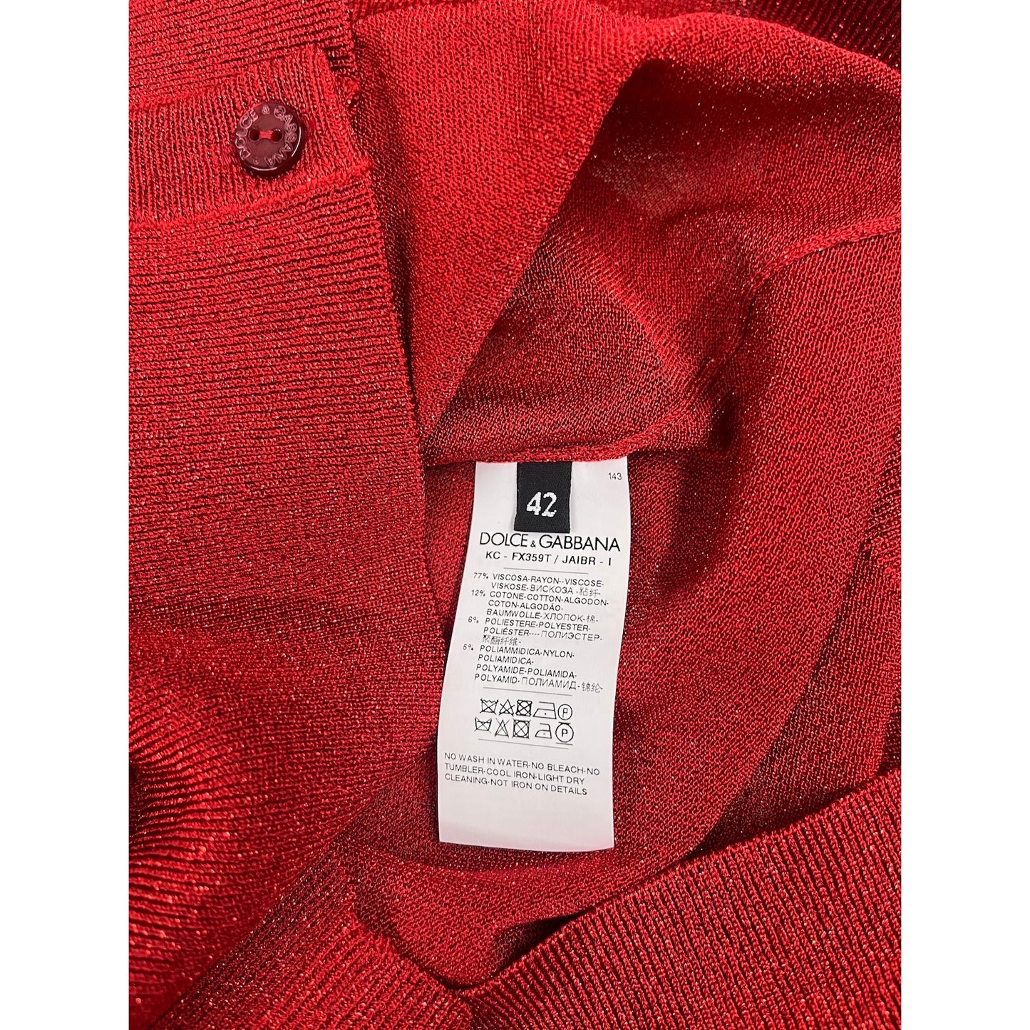 NWT Dolce & Gabbana Red Black Lame ace Cardigan top  IT 42 US M