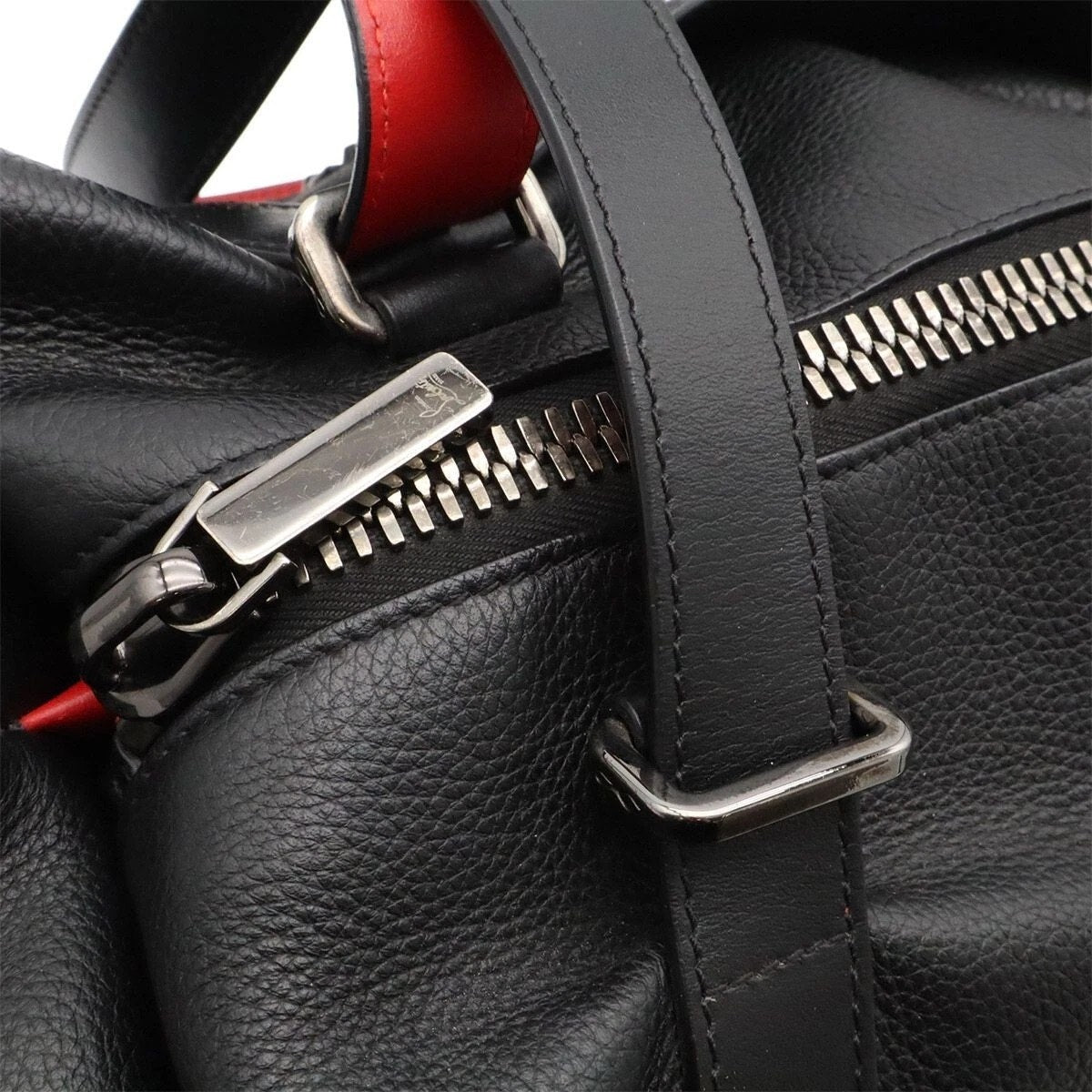 NWT Christian Louboutin Bagdamon Duffle Bag Black Calfskin Studded Crest Red Sole Base