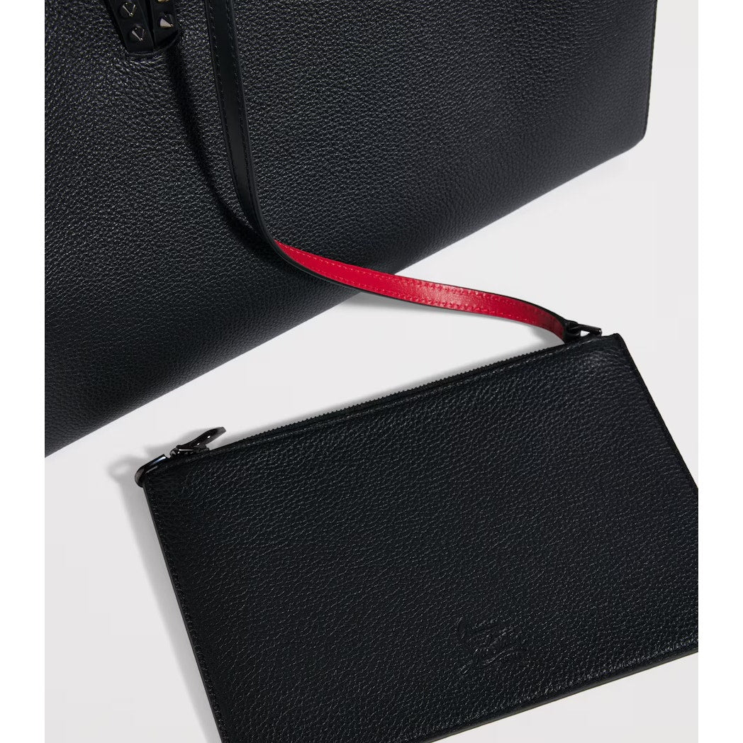 Christian Louboutin Cabata Small Calf leather spikes Tote Bag Black Red