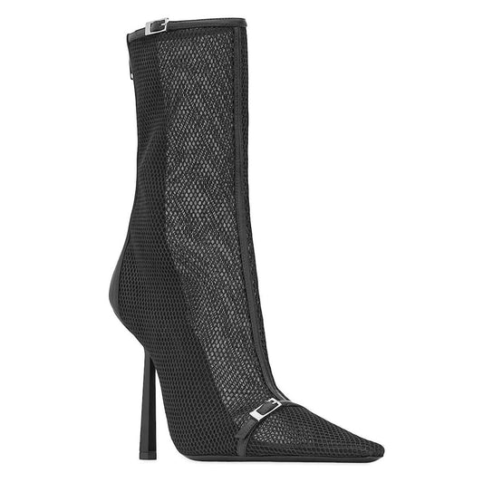 Saint Laurent Oxalis Mesh Pointed Toe Ankle Boots Booties Black