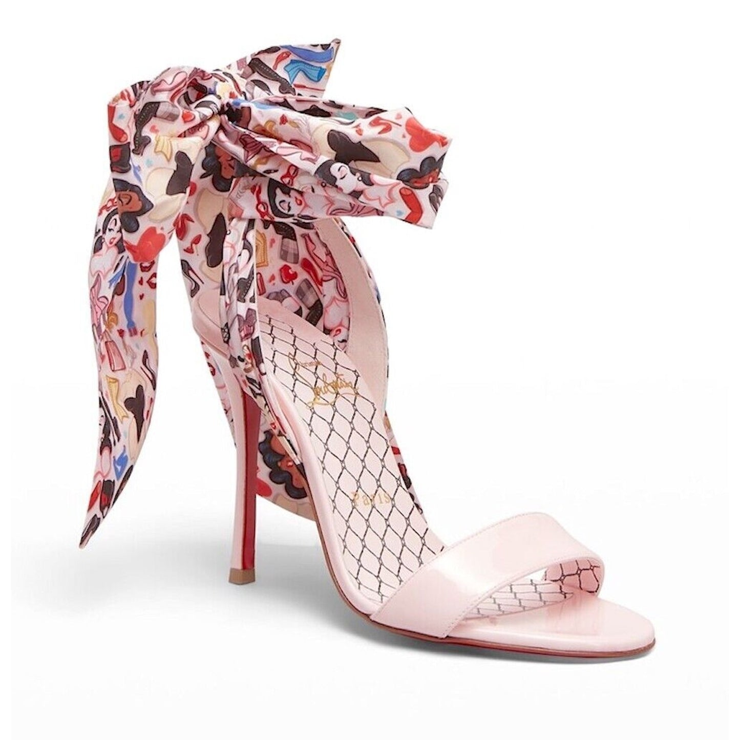 CHRISTIAN LOUBOUTIN Fetish Du Desert Dr Bored Pinup Ankle Tie Sandals Pink