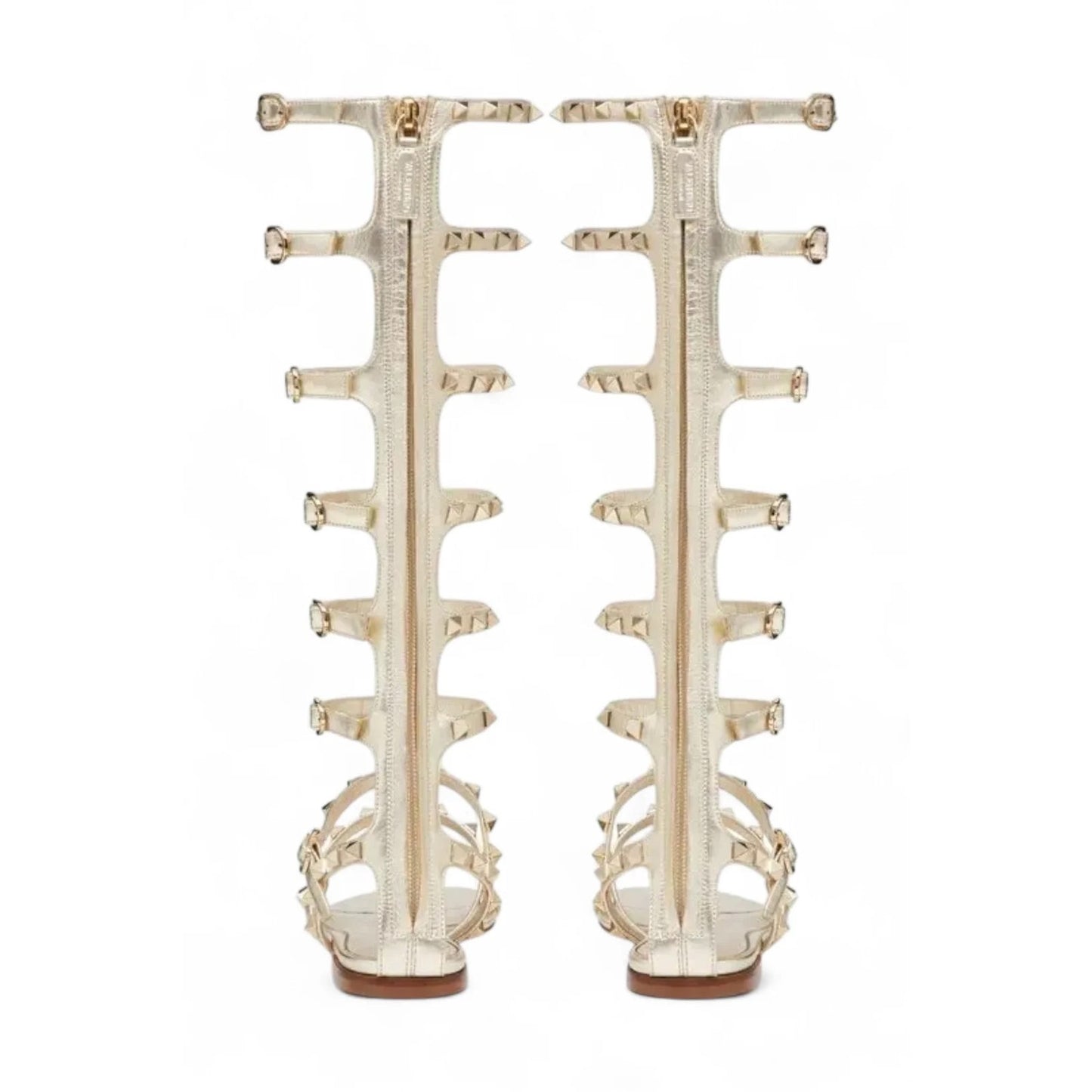 Valentino Garavani Metallic Gold Rockstud Gladiator Sandals  36