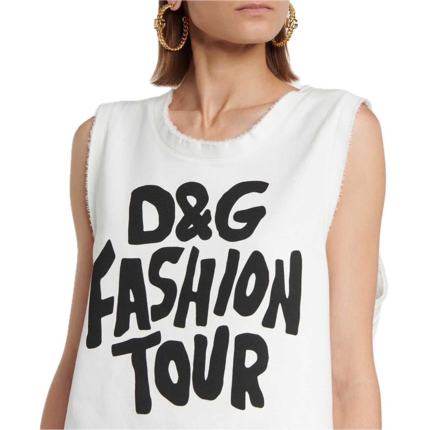 NWT Dolce & Gabbana White D&G Fashion Tour Sleeveless T-Shirt IT 38 XS
