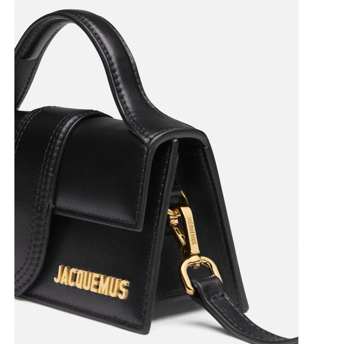 Jacquemus Le Bambino Black Smooth Calf Leather Handbag Gold Logo
